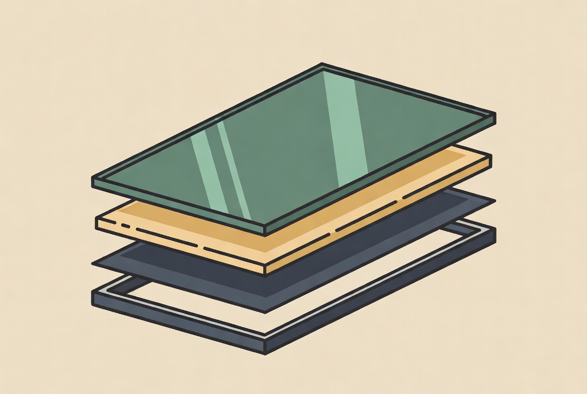 Illustration showing the anatomy of a solar panel