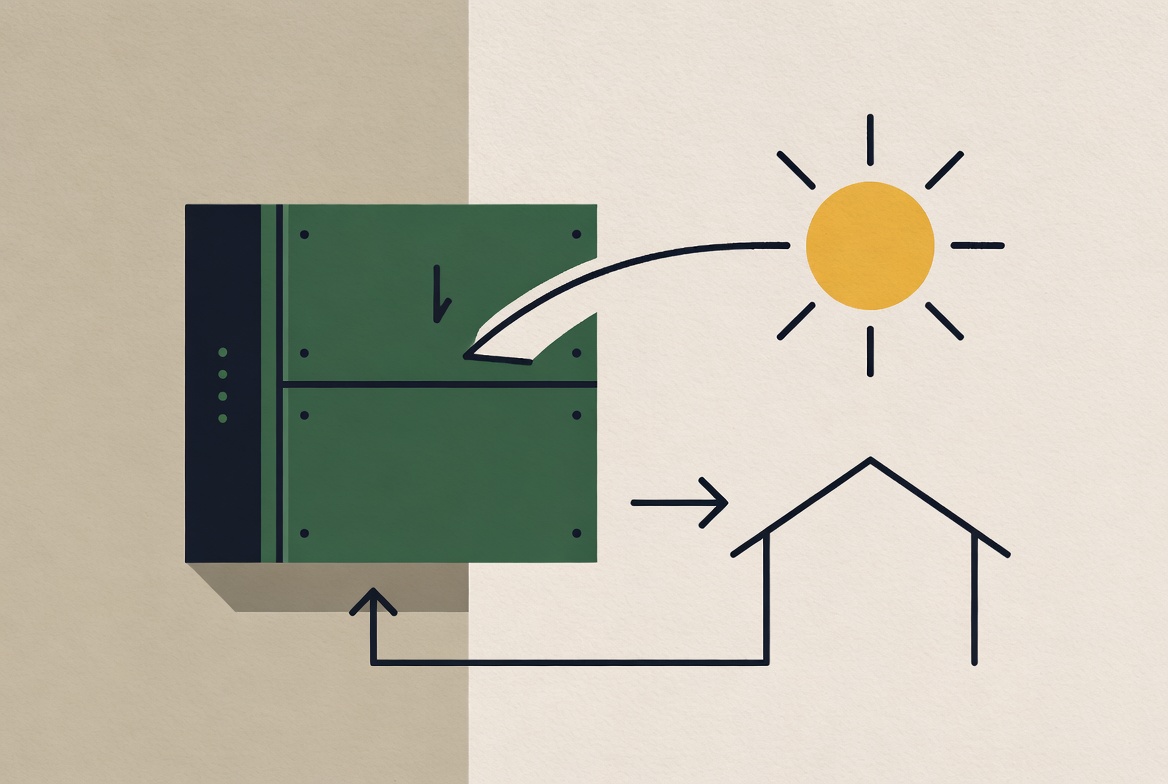 Illustration of a home battery storage unit